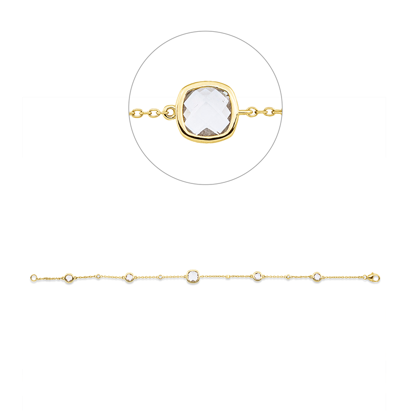 Armband mit Amethyst  aus 750/-18 Karat Gelbgold mit 4 Diamanten 0