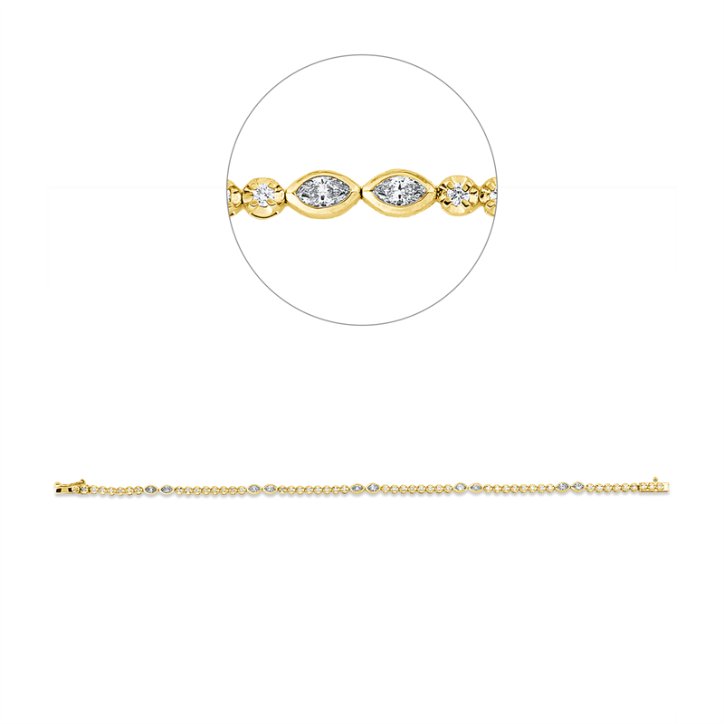Armband    aus 750/-18 Karat Gelbgold / Weißgold mit 58 Diamanten 1