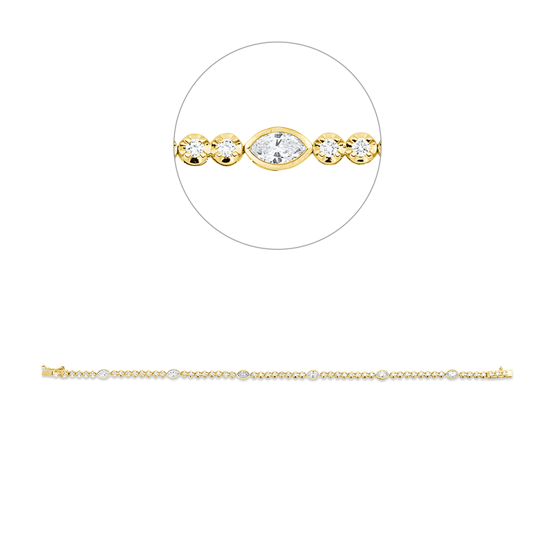 Armband    aus 750/-18 Karat Gelbgold / Weißgold mit 59 Diamanten 1