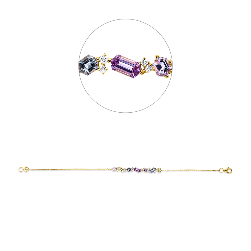 Armband mit Saphir  aus 750/-18 Karat Gelbgold mit 13 Diamanten 0
