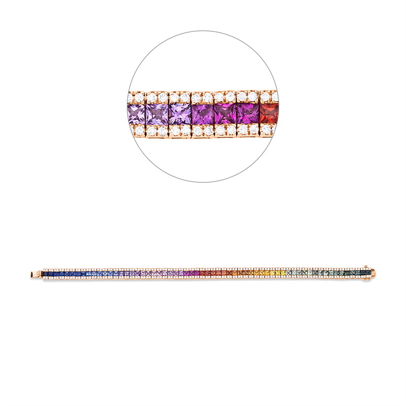 Armband mit Saphir  aus 750/-18 Karat Rotgold mit 244 Diamanten 1