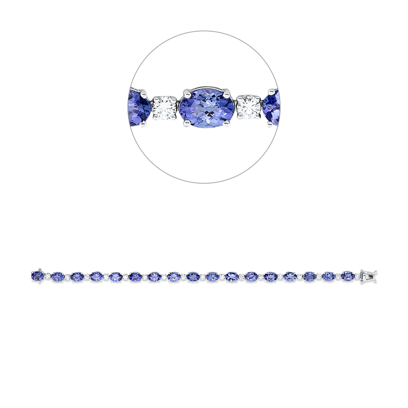 Armband mit Tansanit  aus 950/-Platin Weißgold Platin 950 mit 17 Diamanten 1