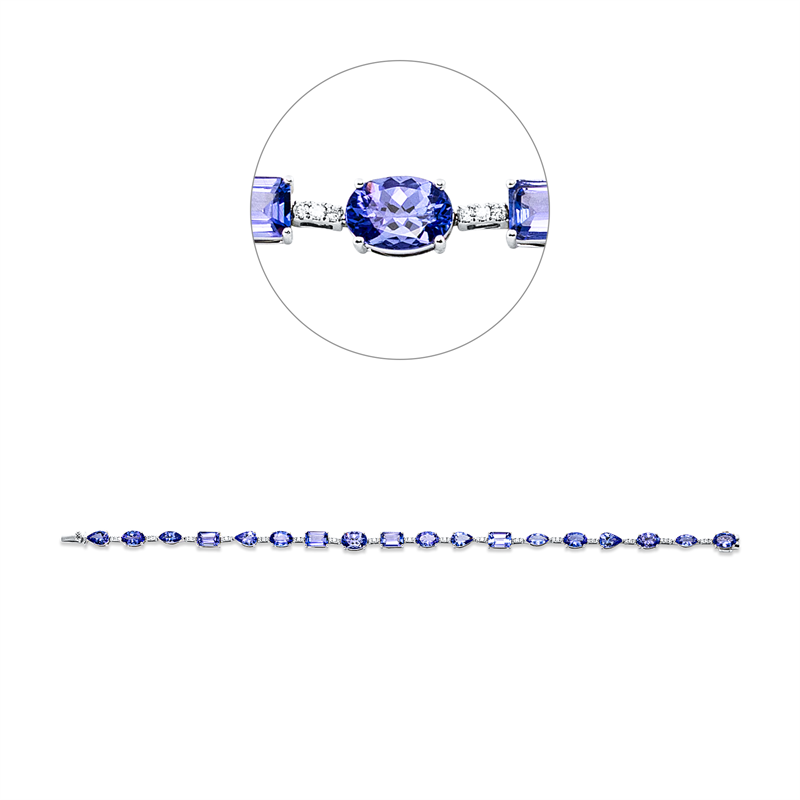 Armband mit Tansanit  aus 750/-18 Karat Weißgold mit 51 Diamanten 0