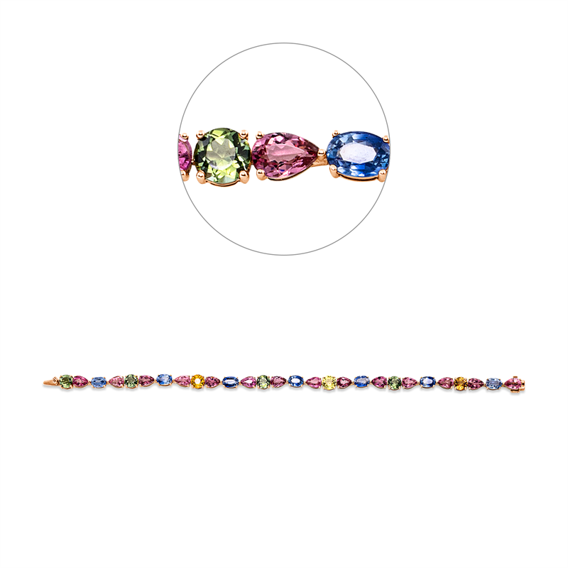 Armband mit Saphir  aus 750/-18 Karat Rotgold  