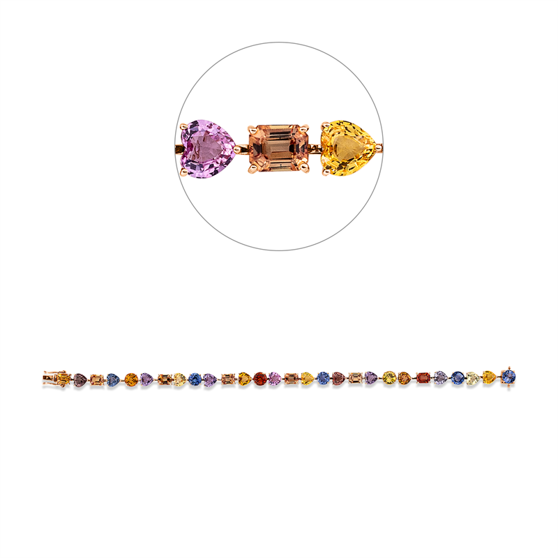 Armband mit Saphir  aus 750/-18 Karat Rotgold  