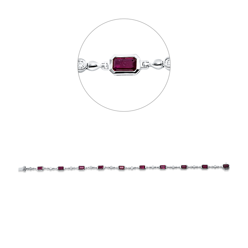 Armband mit Rubin  aus 750/-18 Karat Weißgold mit 10 Diamanten 0