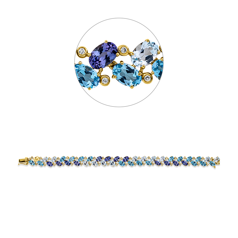 Armband mit Tansanit  aus 750/-18 Karat Gelbgold mit 43 Diamanten 0
