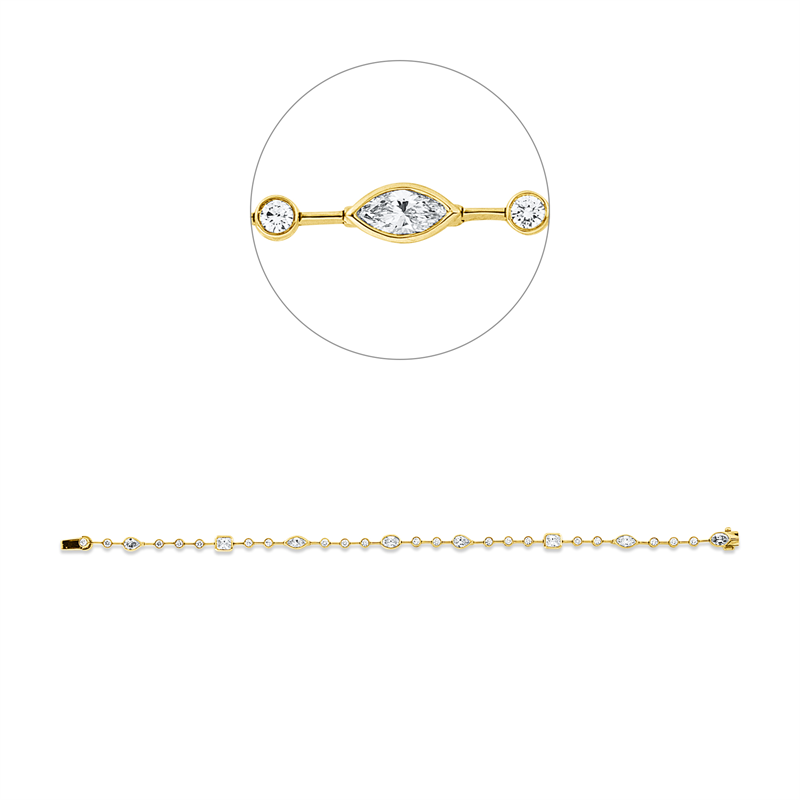Armband    aus 750/-18 Karat Gelbgold / Weißgold mit 28 Diamanten 2