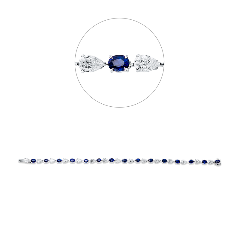 Armband mit Saphir  aus 750/-18 Karat Weißgold mit 15 Diamanten 3