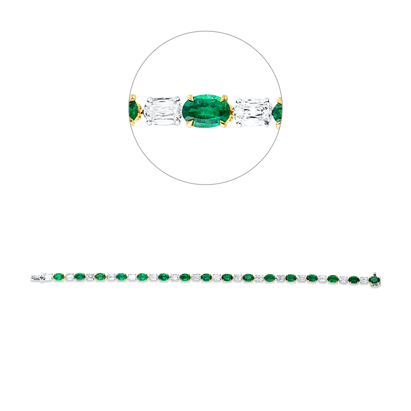 Armband mit Smaragd  aus 750/-18 Karat Weißgold / Gelbgold mit 16 Diamanten 5