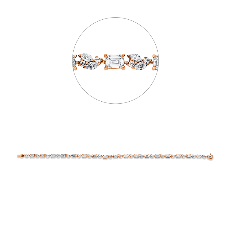 Armband    aus 750/-18 Karat Rotgold mit 90 Diamanten 4