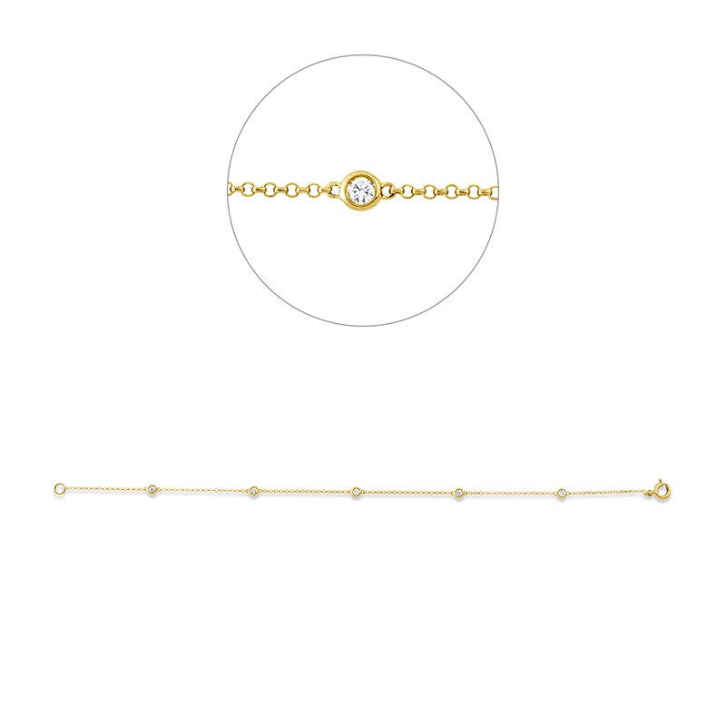Armband    aus 750/-18 Karat Gelbgold mit 5 Diamanten 0