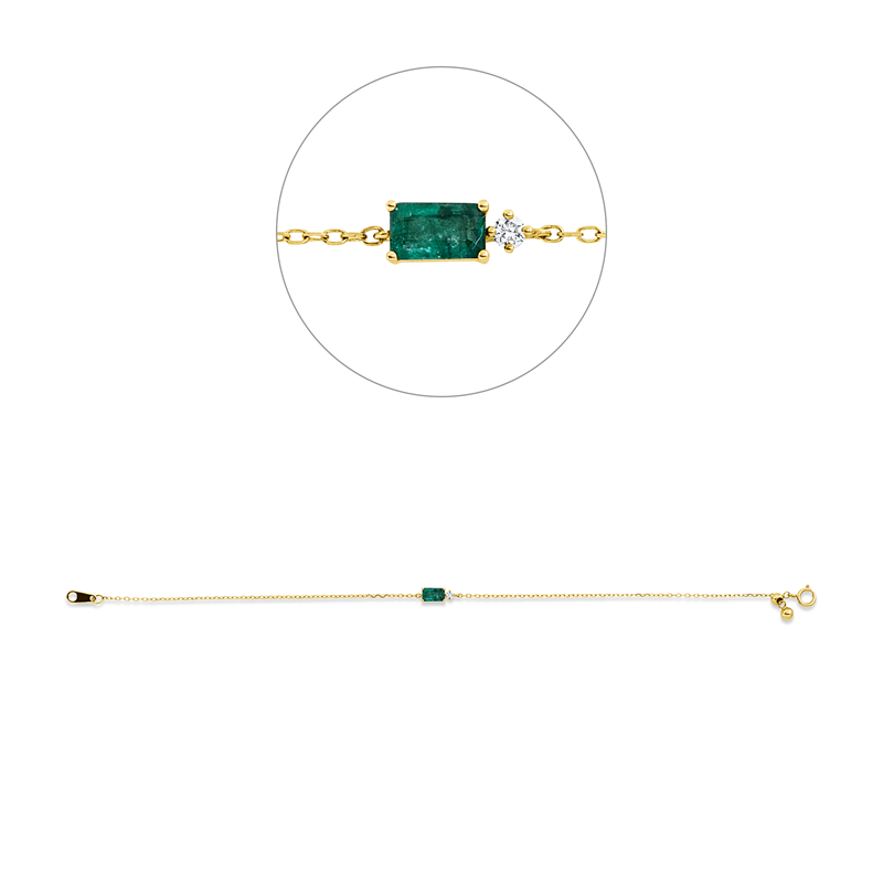 Armband mit Smaragd  aus 750/-18 Karat Gelbgold mit 1 Diamant 0