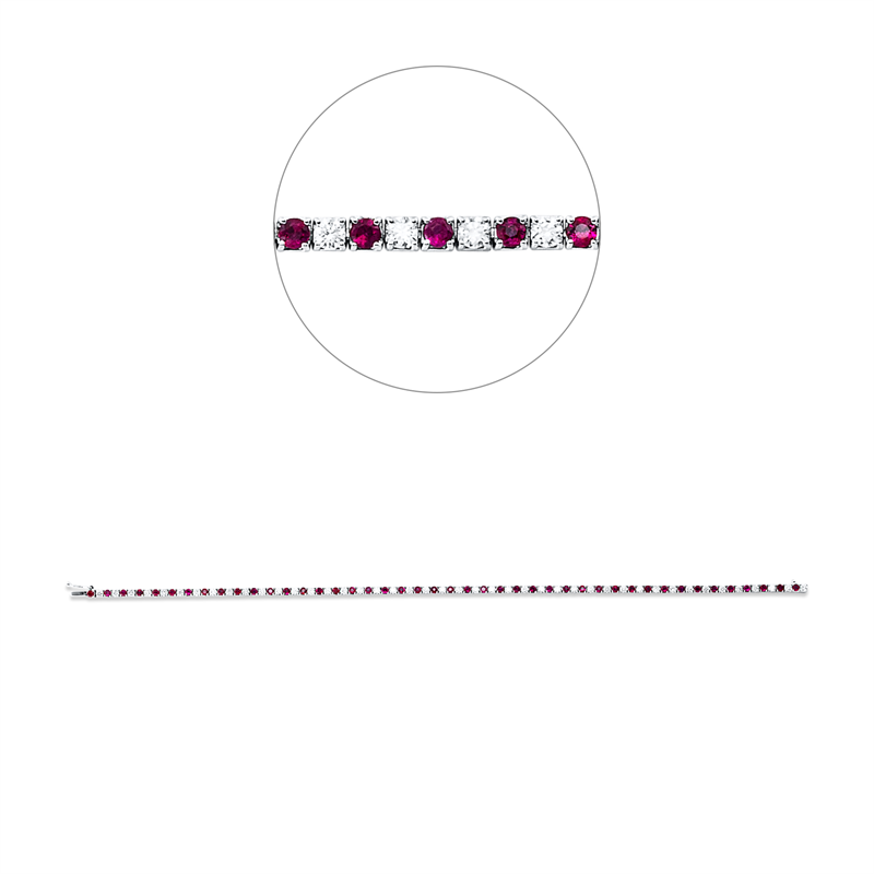 Armband mit Rubin  aus 750/-18 Karat Weißgold mit 44 Diamanten 1