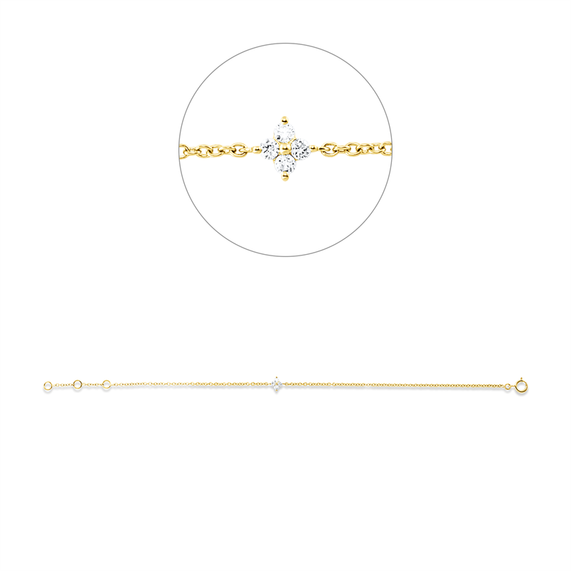Armband    aus 750/-18 Karat Gelbgold mit 4 Diamanten 0