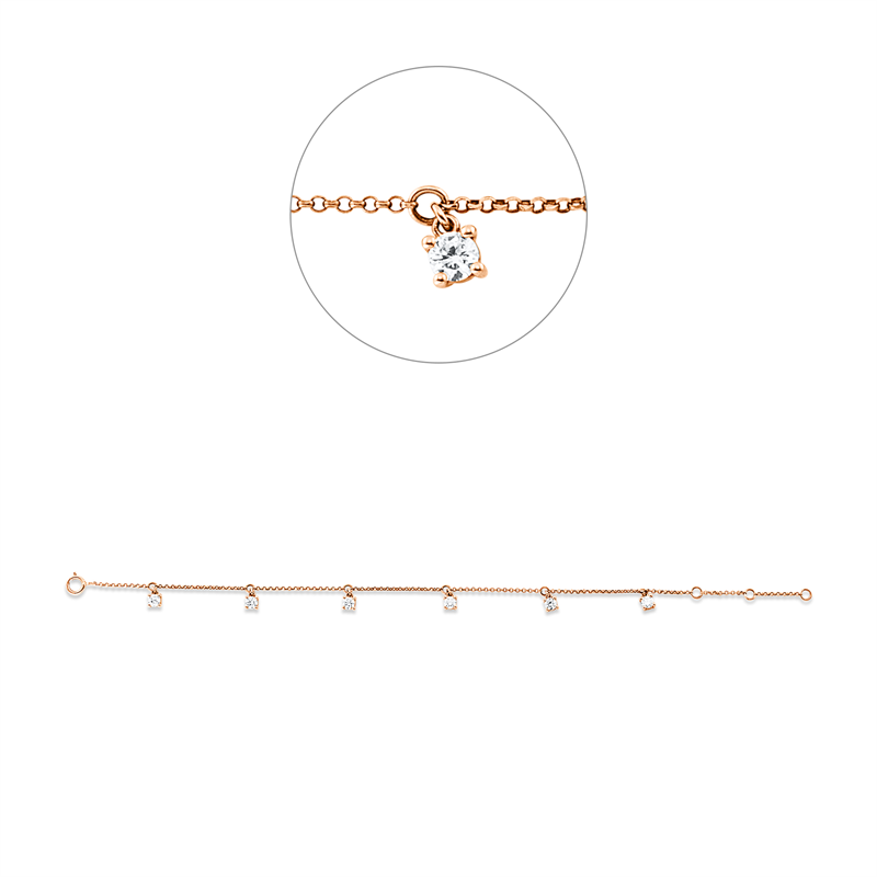 Armband    aus 750/-18 Karat Rotgold mit 6 Diamanten 0