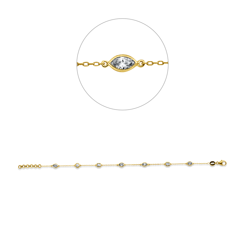 Armband    aus 750/-18 Karat Gelbgold mit 7 Diamanten 1 ct