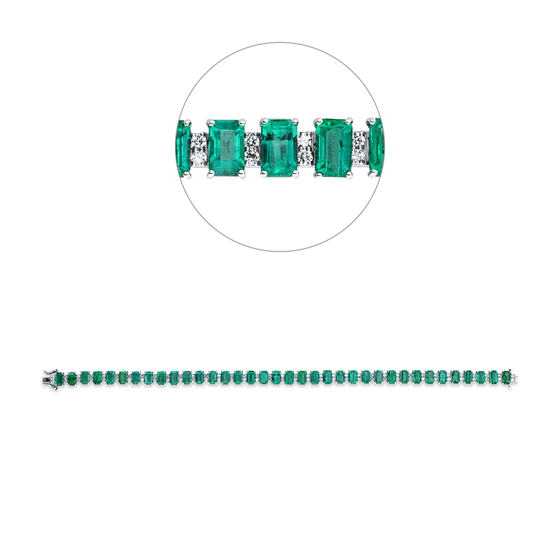 Armband mit Smaragd  aus 750/-18 Karat Weißgold mit 74 Diamanten 0