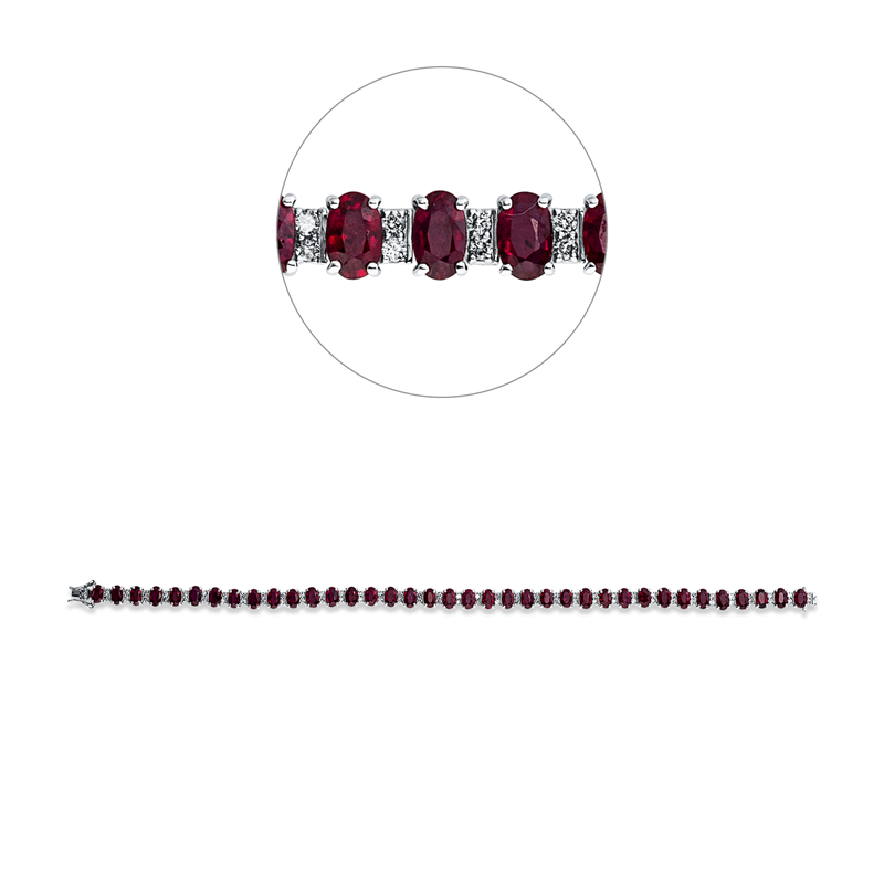 Armband mit Rubin  aus 750/-18 Karat Weißgold mit 74 Diamanten 0