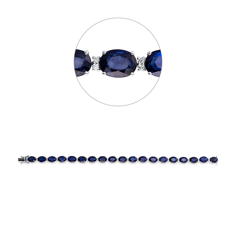 Armband mit Saphir  aus 750/-18 Karat Weißgold mit 38 Diamanten 0