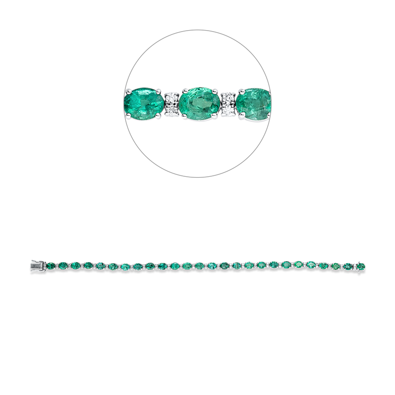 Armband mit Smaragd  aus 750/-18 Karat Weißgold mit 54 Diamanten 0