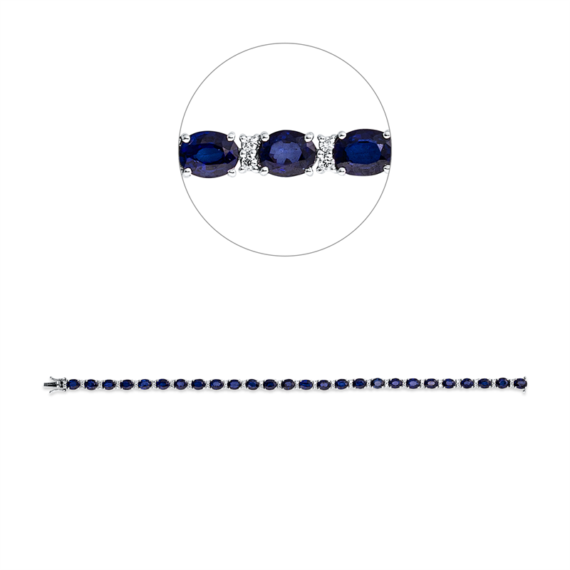 Armband mit Saphir  aus 750/-18 Karat Weißgold mit 54 Diamanten 0