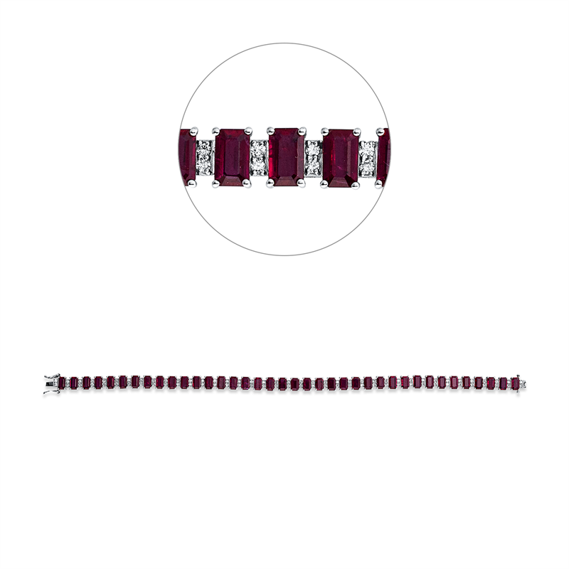 Armband mit Rubin  aus 750/-18 Karat Weißgold mit 78 Diamanten 0