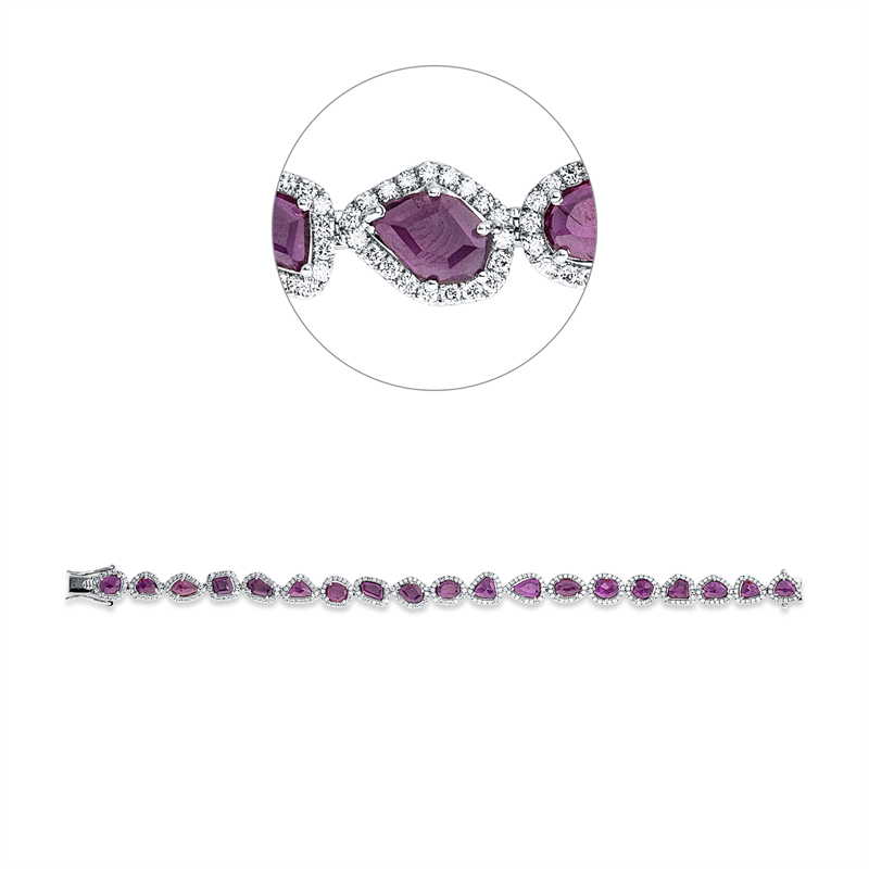 Armband mit Rubin  aus 750/-18 Karat Weißgold mit 350 Diamanten 2