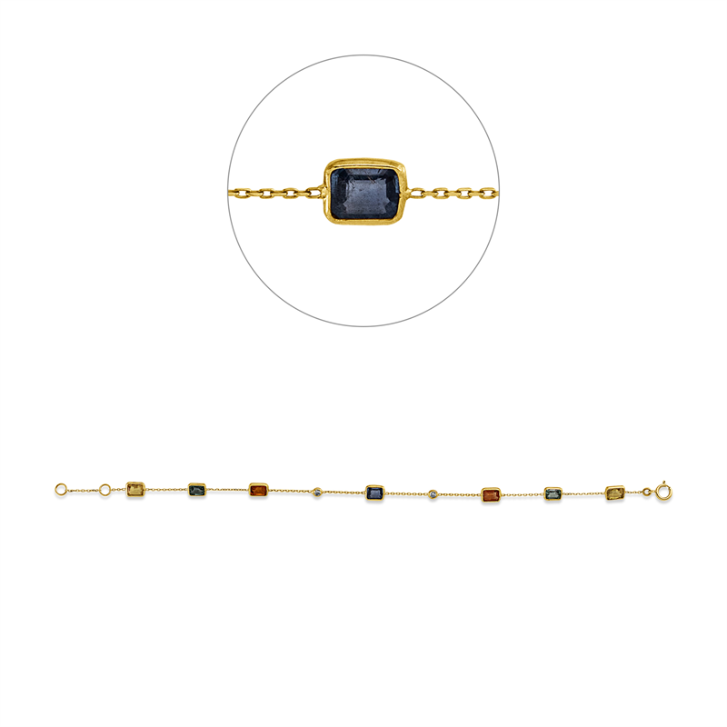 Armband mit Saphir  aus 585/-14 Karat Gelbgold mit 2 Diamanten 0