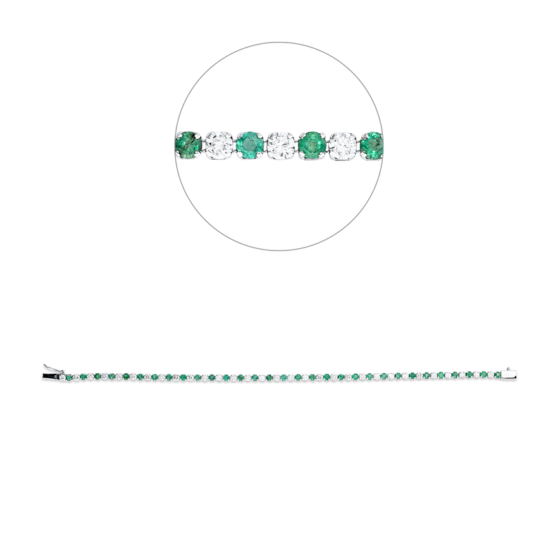 Armband mit Smaragd  aus 585/-14 Karat Weißgold mit 32 Diamanten 1