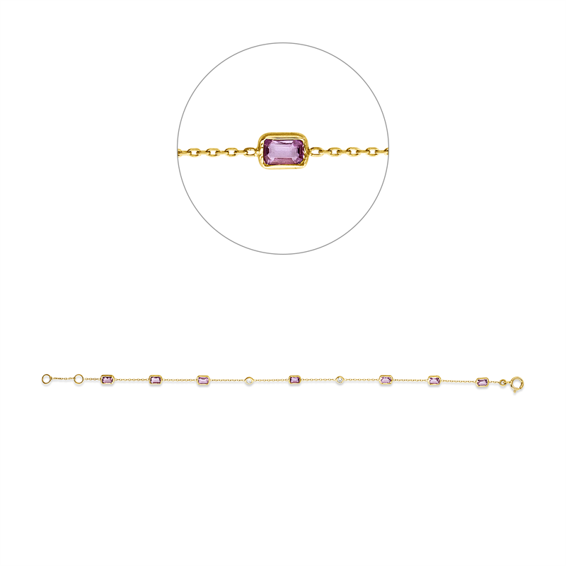 Armband mit Saphir  aus 585/-14 Karat Gelbgold mit 2 Diamanten 0