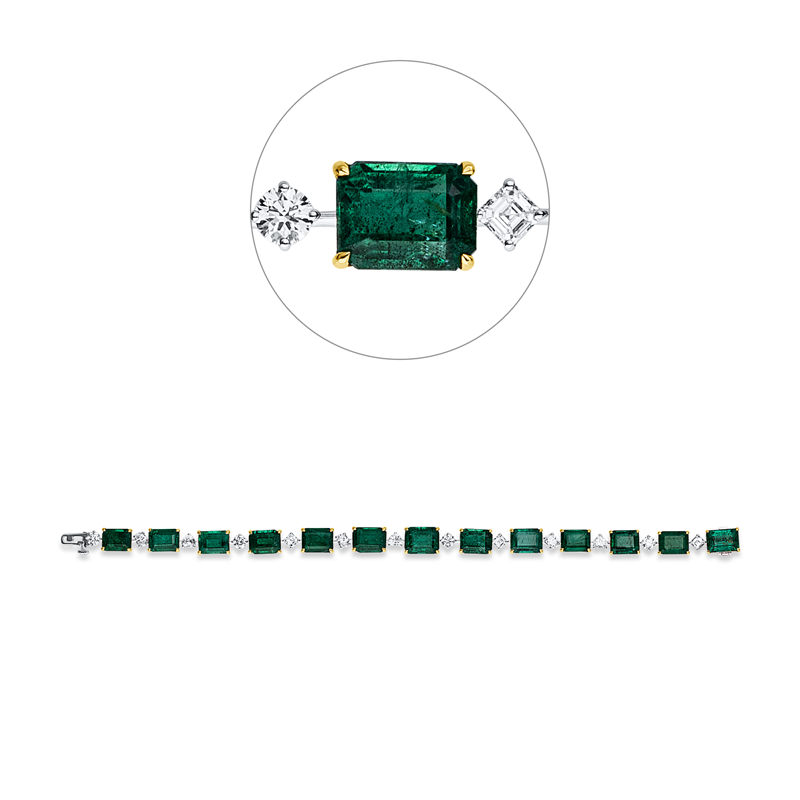 Armband mit Smaragd  aus 750/-18 Karat Weißgold mit 13 Diamanten 2