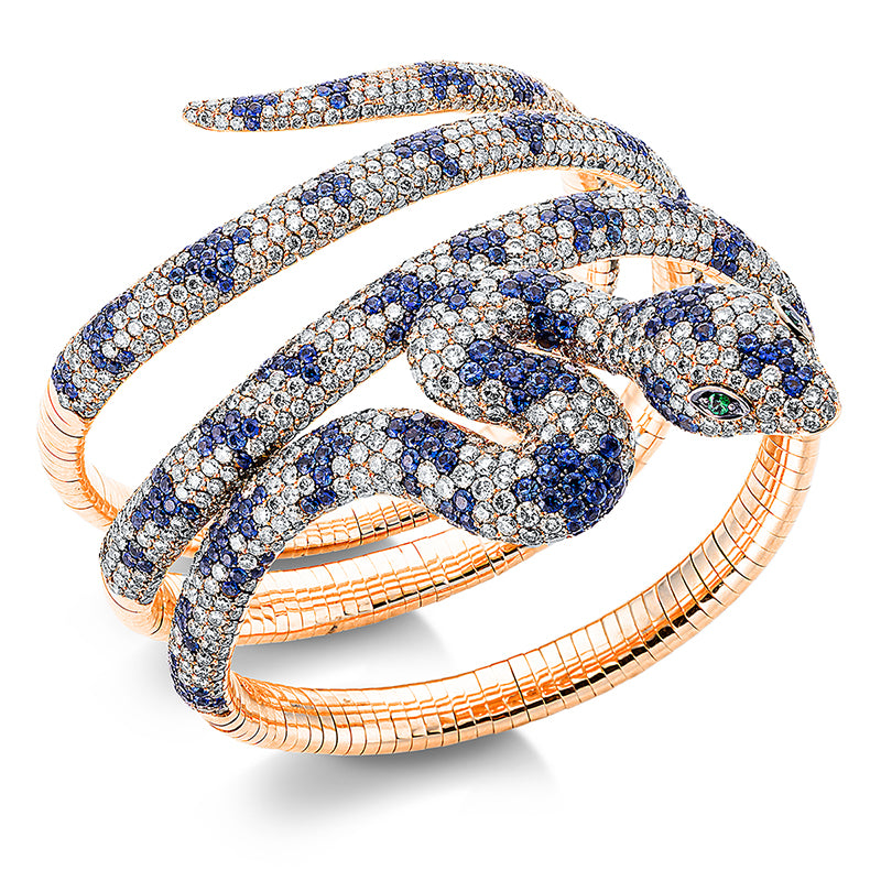 Armreif mit Saphir  aus 750/-18 Karat Rotgold mit 1108 Diamanten 21