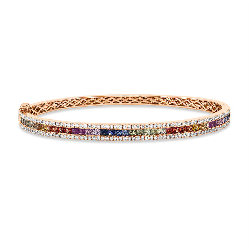 Armreif mit Saphir  aus 750/-18 Karat Rotgold mit 134 Diamanten 0