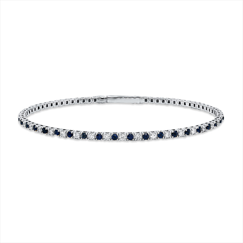 Armreif mit Saphir  aus 750/-18 Karat Weißgold mit 37 Diamanten 0