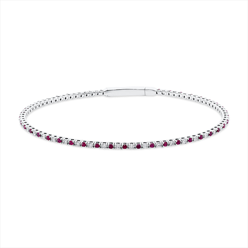 Armreif mit Rubin  aus 750/-18 Karat Weißgold mit 41 Diamanten 0