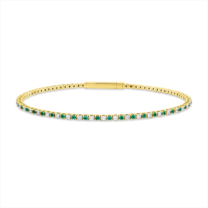 Armreif mit Smaragd  aus 750/-18 Karat Gelbgold mit 41 Diamanten 0