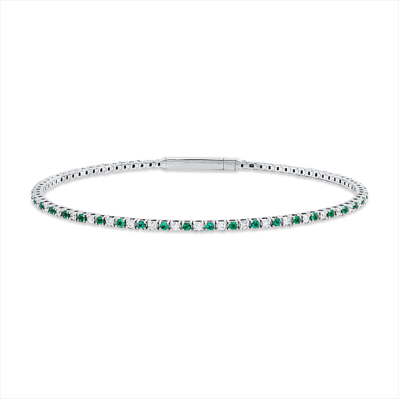 Armreif mit Smaragd  aus 750/-18 Karat Weißgold mit 41 Diamanten 0