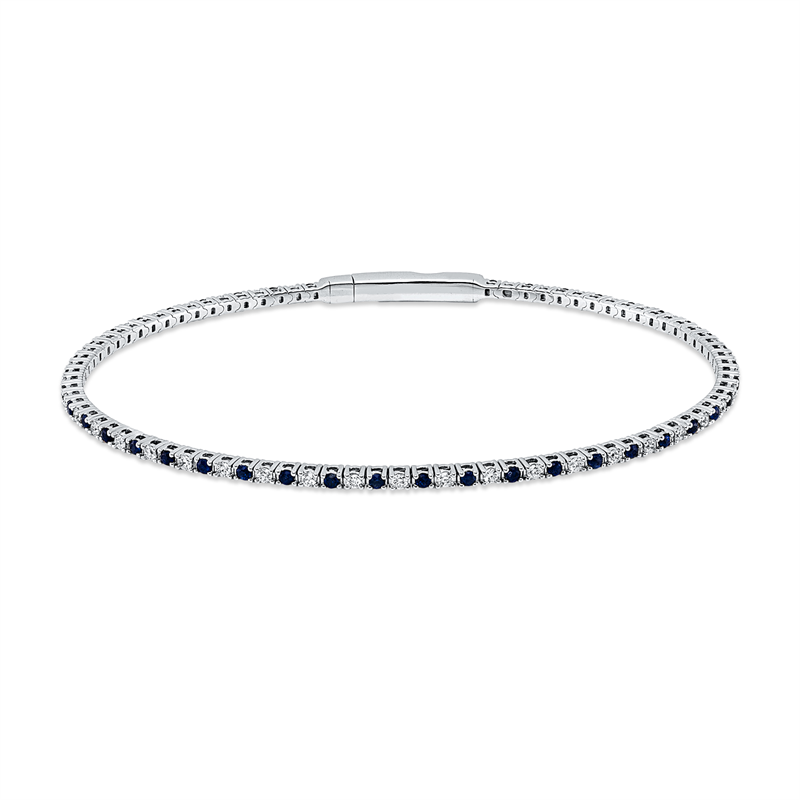 Armreif mit Saphir  aus 750/-18 Karat Weißgold mit 41 Diamanten 0