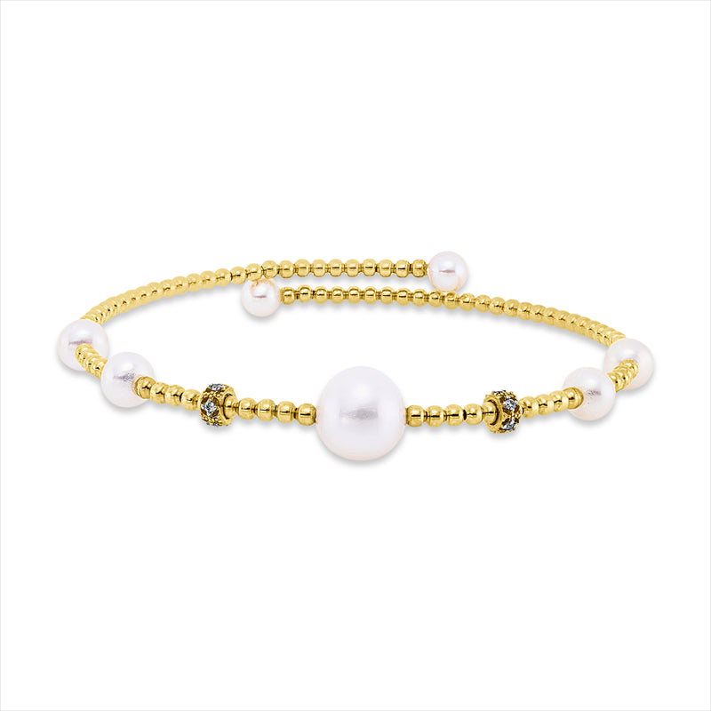 Armreif   mit Süßwasserp aus 750/-18 Karat Gelbgold mit 10 Diamanten 0