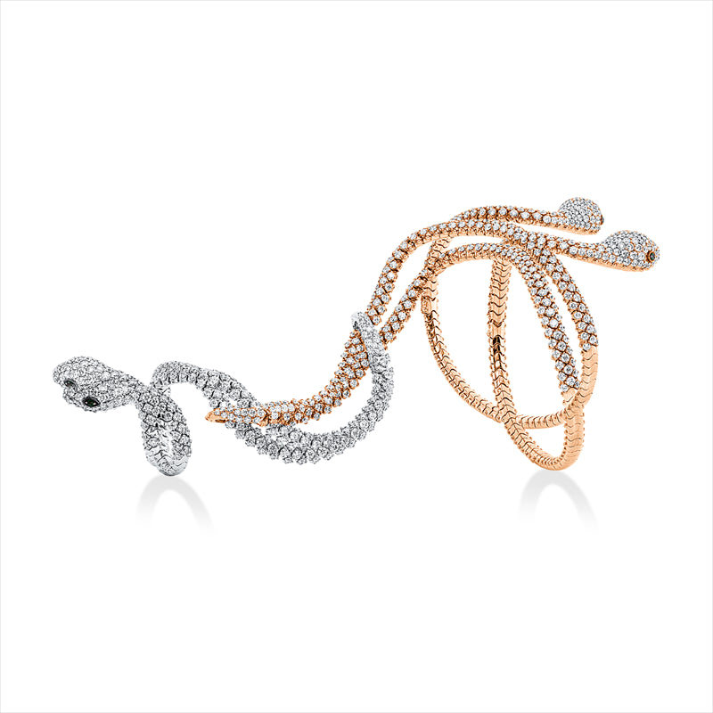 Armreif mit Tsavorith  aus 750/-18 Karat Rotgold / Weißgold mit 494 Diamanten 11