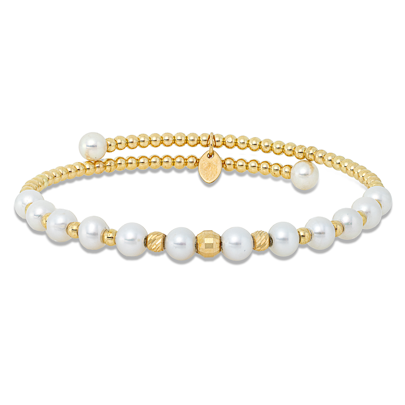 Armreif   mit Zuchtperle aus 750/-18 Karat Gelbgold  