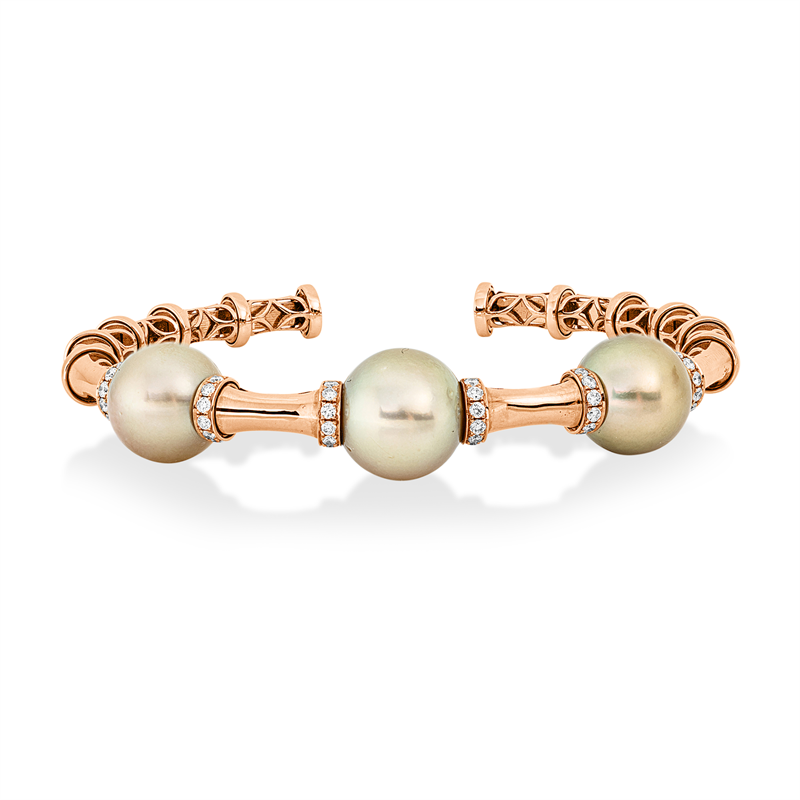 Armreif   mit Süßwasserperle aus 750/-18 Karat Rotgold mit 36 Diamanten 0