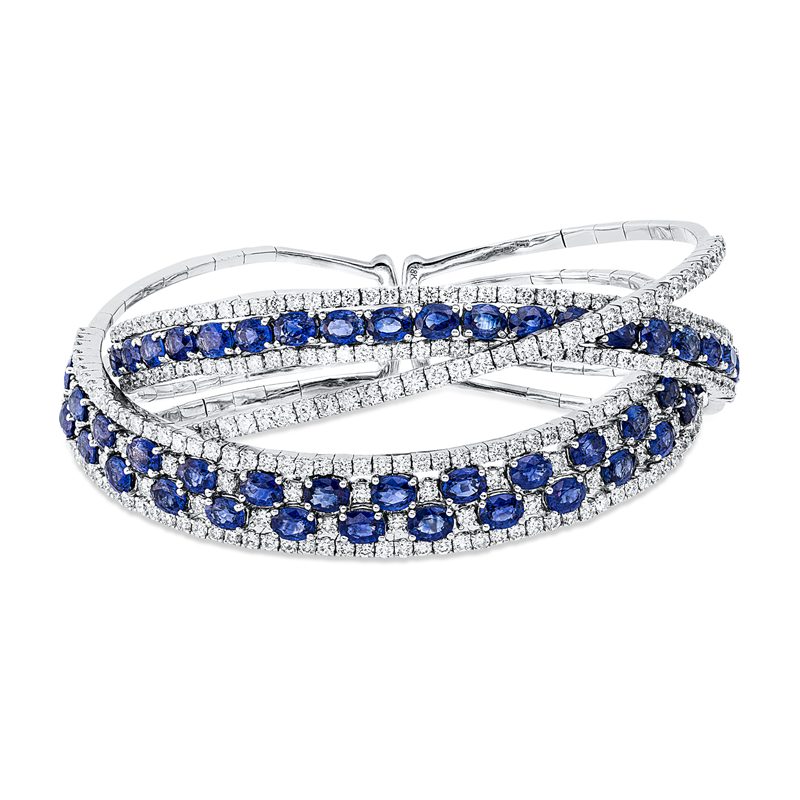 Armreif mit Saphir  aus 750/-18 Karat Weißgold mit 265 Diamanten 6