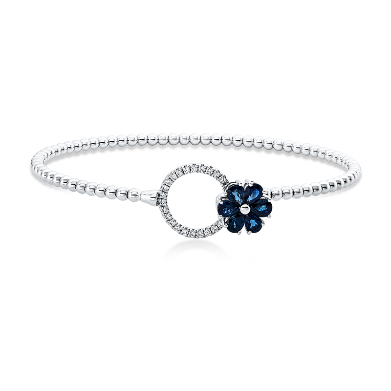 Armreif mit Saphir  aus 750/-18 Karat Weißgold mit 22 Diamanten 0