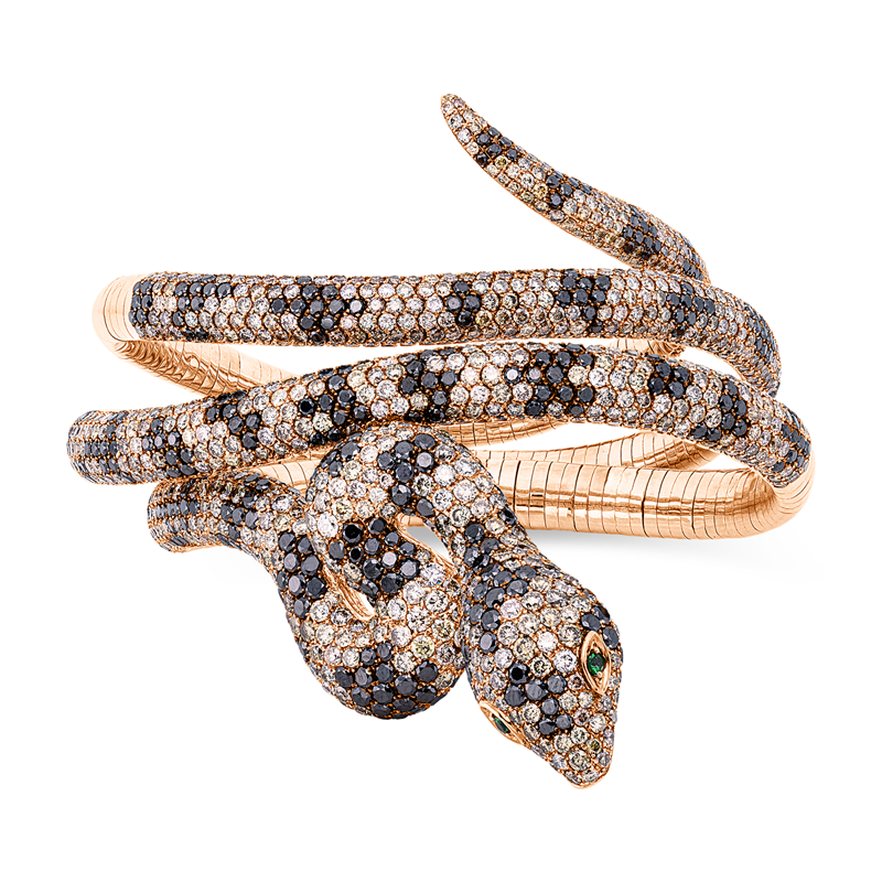 Armreif mit Tsavorith  aus 750/-18 Karat Rotgold mit 1501 Diamanten 30