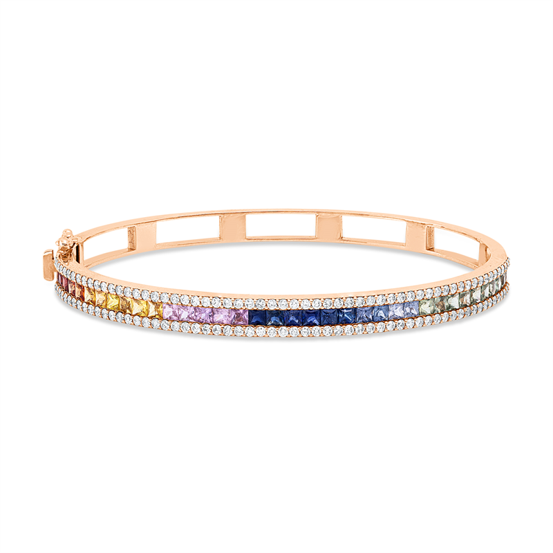 Armreif mit Saphir  aus 750/-18 Karat Rotgold mit 118 Diamanten 1