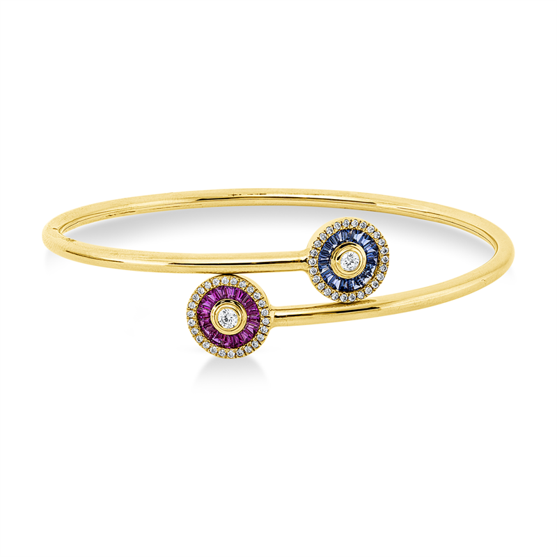 Armreif mit Saphir  aus 585/-14 Karat Gelbgold mit 54 Diamanten 0