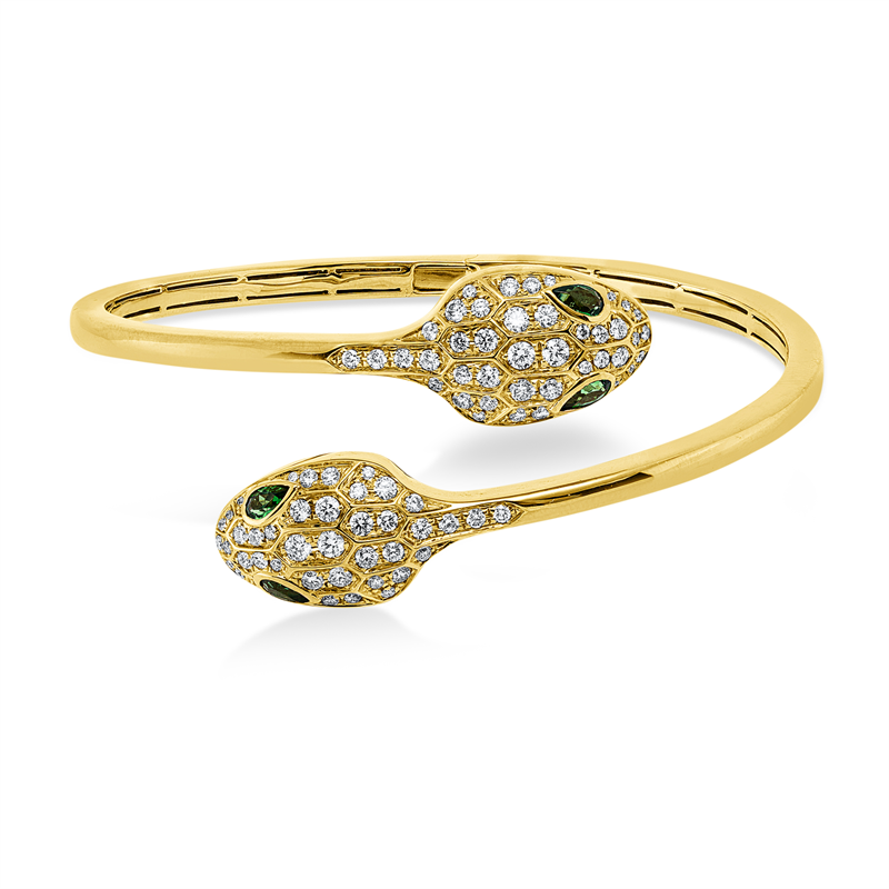 Armreif mit Tsavorith  aus 750/-18 Karat Gelbgold mit 84 Diamanten 1