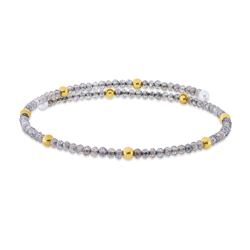 Armreif mit Mondstein mit Süßwasserperle aus 750/-18 Karat Gelbgold  
